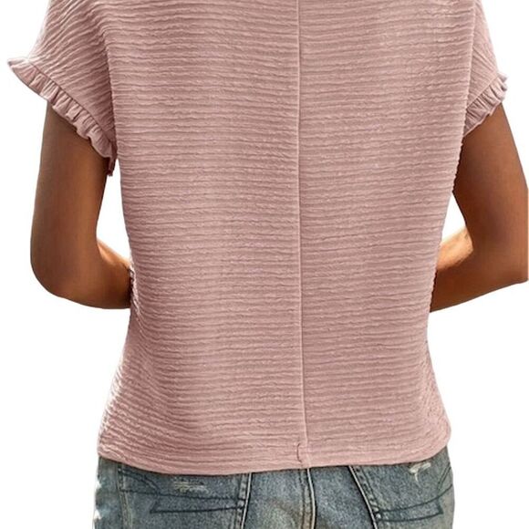 Women's Pink Textured top Round Neck Short Sleeve. New in package - Picture 2 of 5
